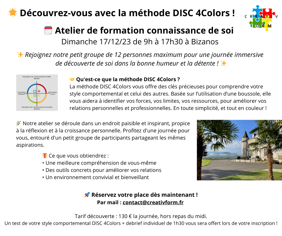 Mieux se connaitre et mieux communiquer avec le DISC 4Colors